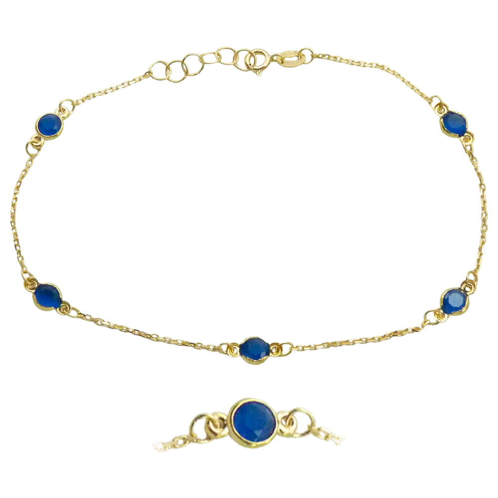 Pulsera con circonitas en color zafiro oro de 18k