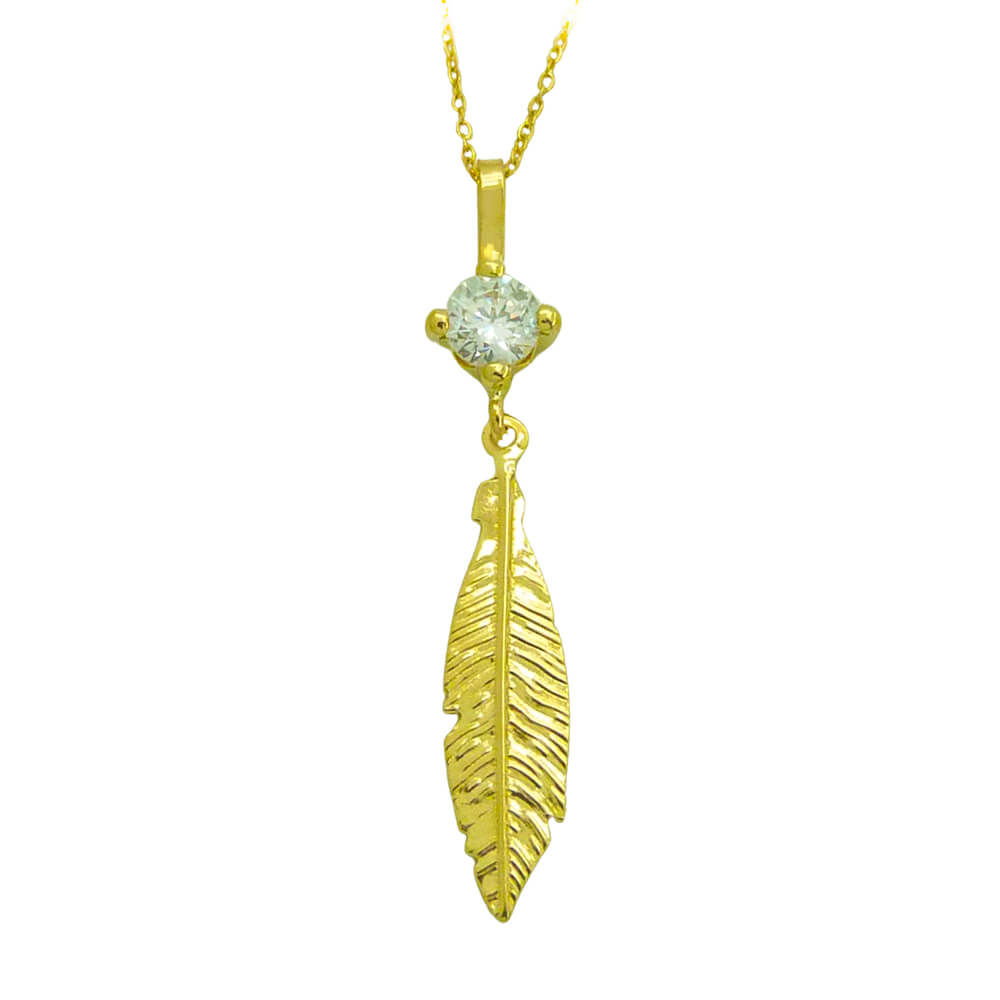 Gargantilla pluma con circonita oro de 18k