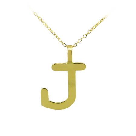 Gargantilla letra J lisa brillo oro 18k