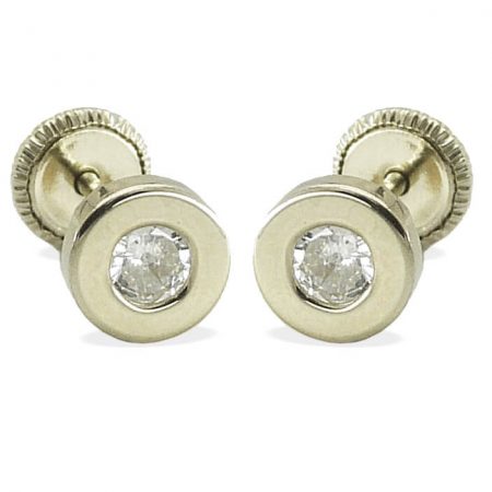 Pendientes donut circonita 6mm.oro blanco 18k