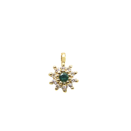 Colgante flor esmeralda y diamantes oro 18k