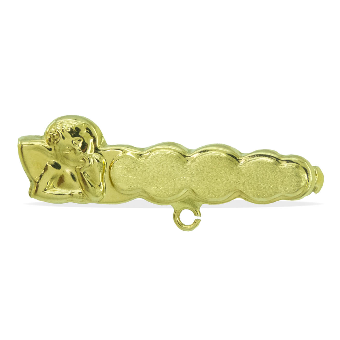 Broche de bebé figura de angelito y chapa matizada oro 18k
