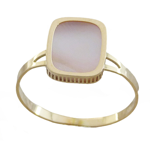 Anillo brillo con nácar rosa oro 18k