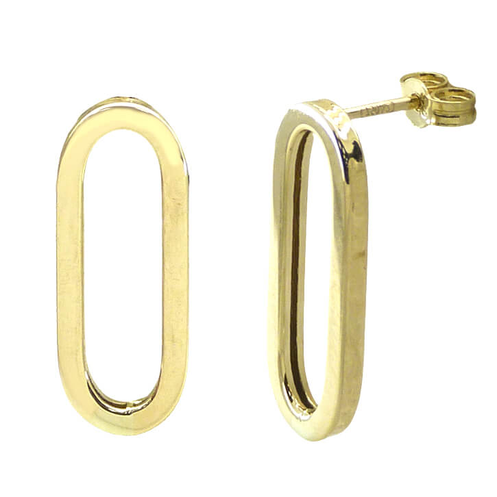 Pendientes eslabón brillo espejo 20x7mm. oro 18k