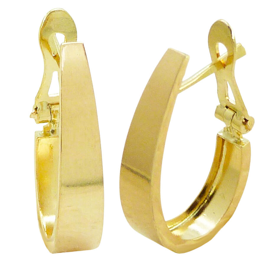 Pendientes medio aro brillo espejo oro 18k