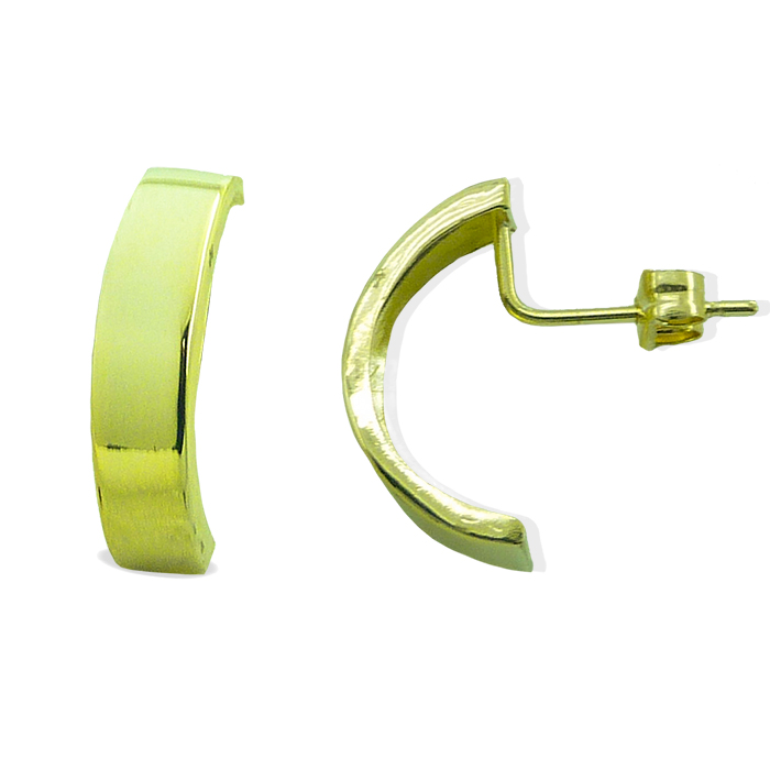 Pendientes medio aro brillo liso oro 18k