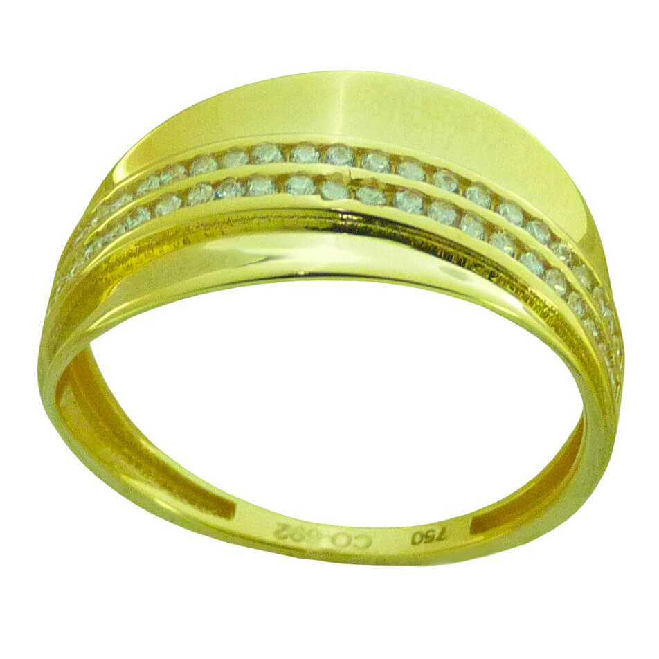 Anillo ancho brillo bandas de circonitas oro 18k