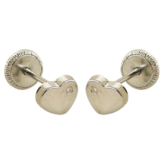 Pendientes corazón con diamantes oro blanco 18k