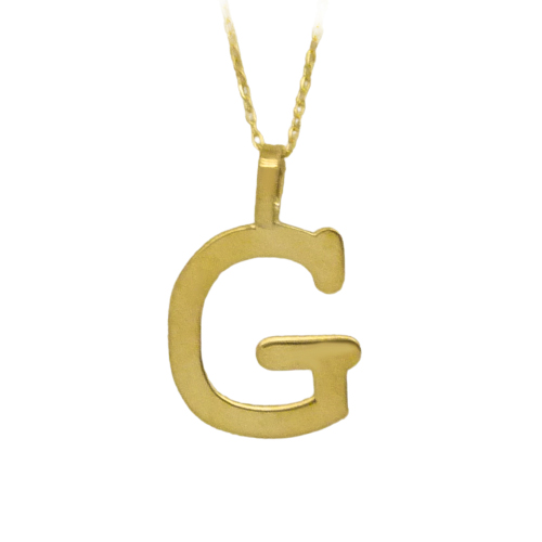 Gargantilla letra G lisa brillo oro 18k