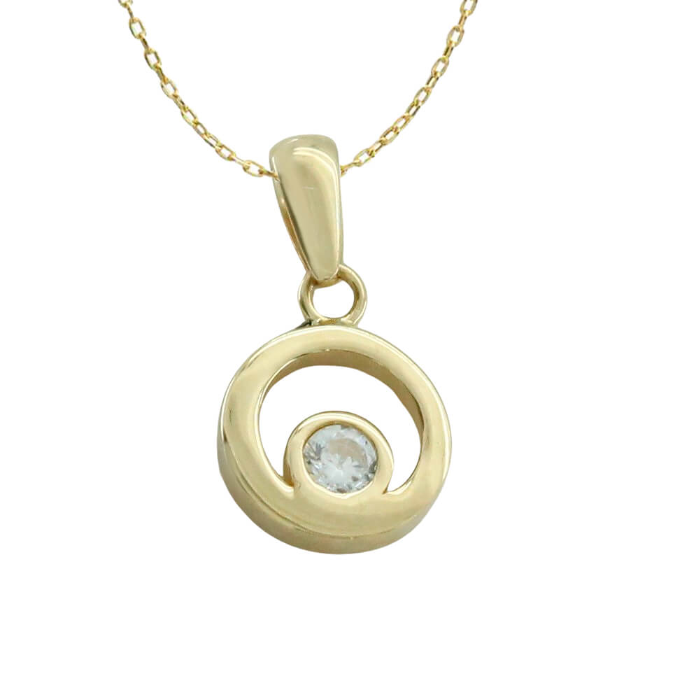 Gargantilla con colgante circulo y circonita oro 18k