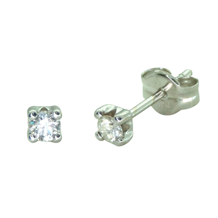 Pendientes garra diamante oro blanco 18k