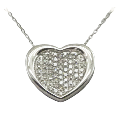 Gargantilla corazón brillo diamantes oro blanco 18k