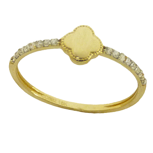 Anillo fino brillo flor con circonitas oro 18k
