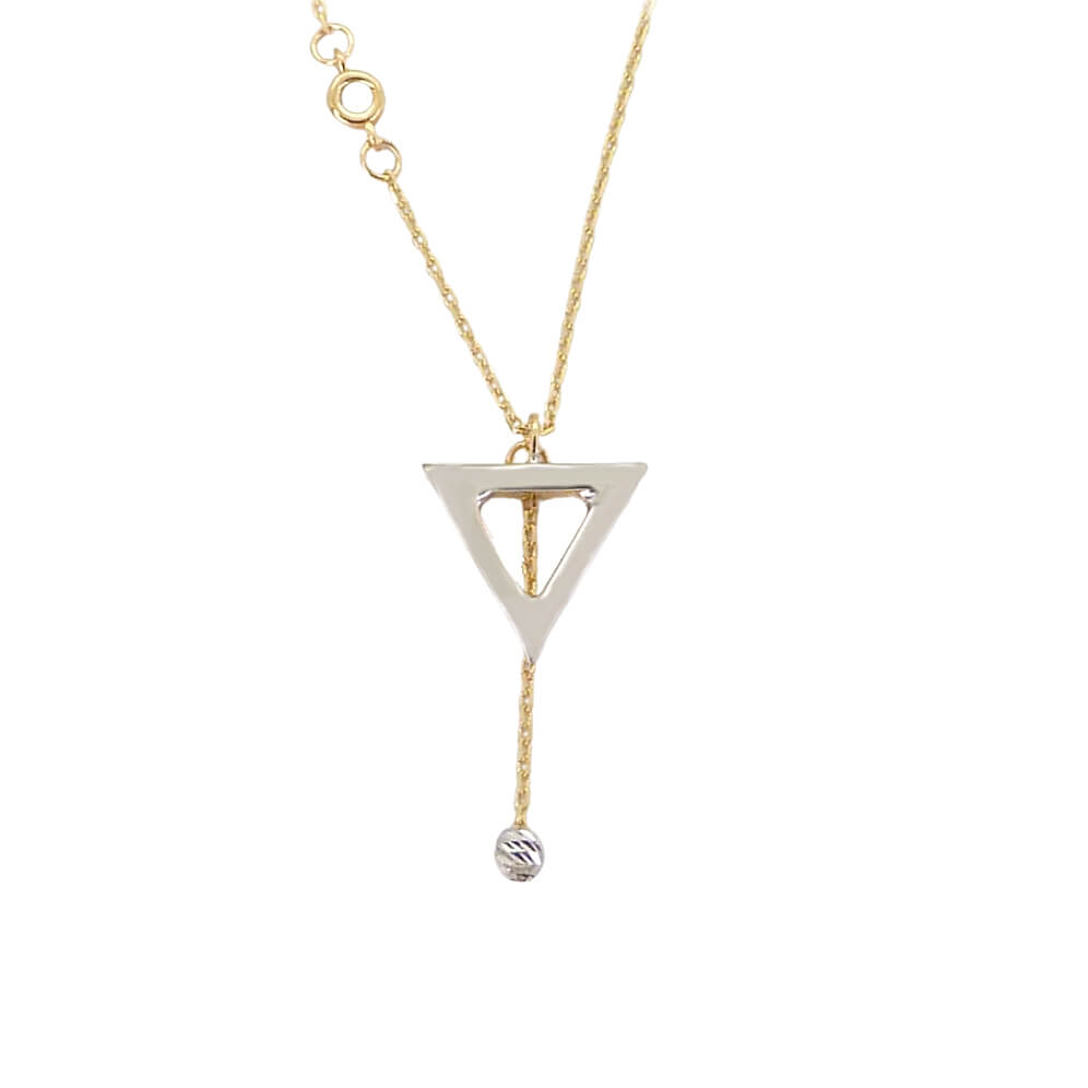 Gargantilla bicolor triángulo oro blanco brillo oro 18k