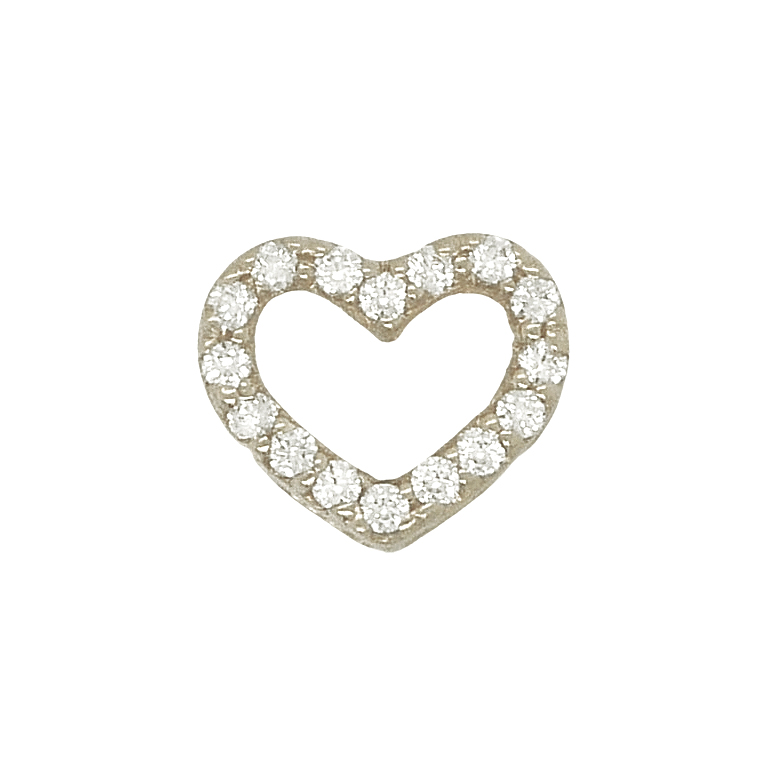 Colgante corazón de circonitas asa oculta oro blanco 18k