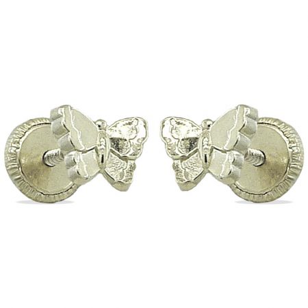Pendientes con forma de mariposa oro blanco 18k