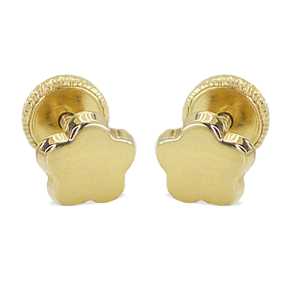 Pendientes con forma de flor en liso mate oro 18k