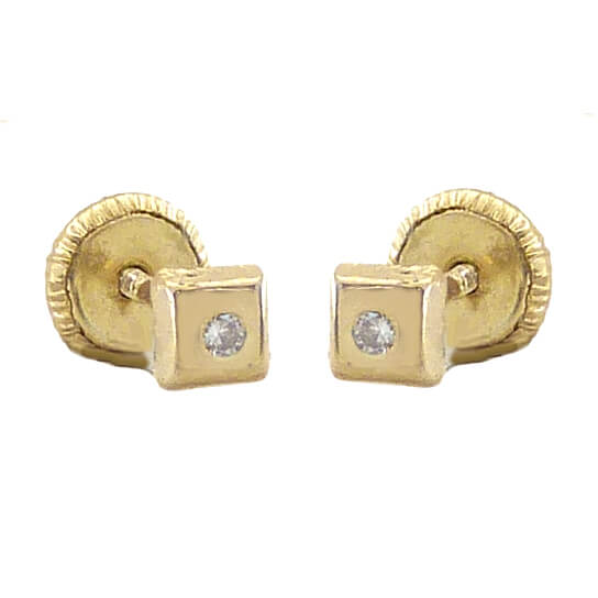 Pendientes cuadrados circonita oro 18k