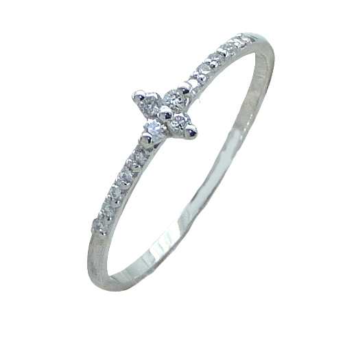 Anillo flor de diamantes oro blanco 18k