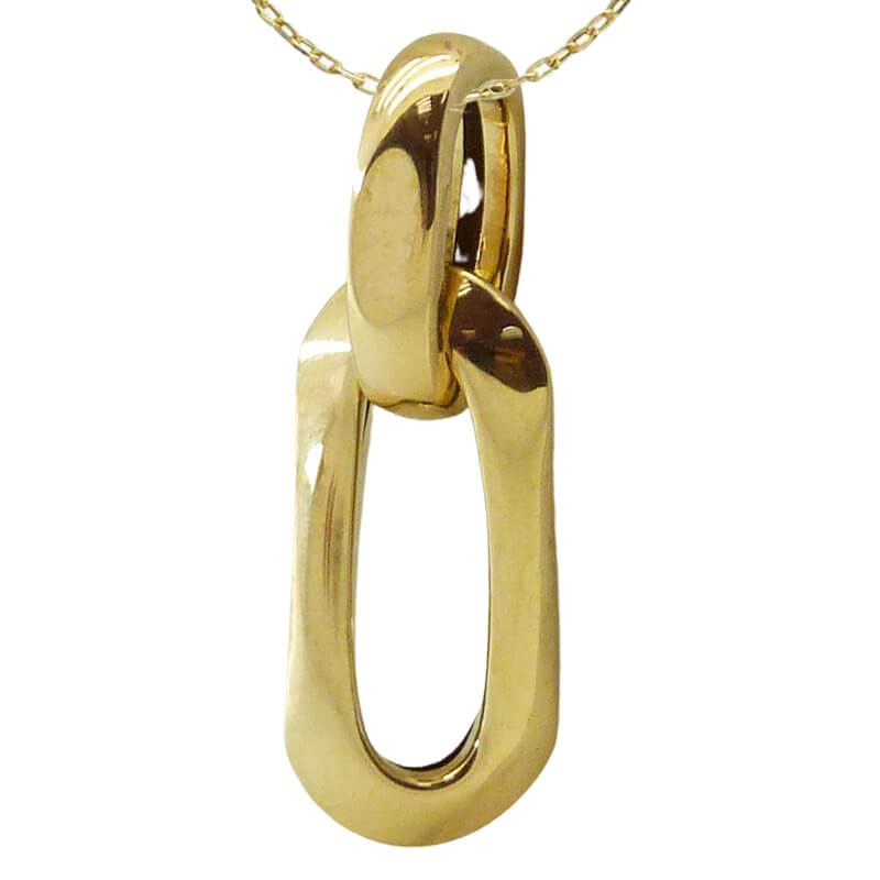 Gargantilla con colgante de eslabones brillo espejo oro 18k