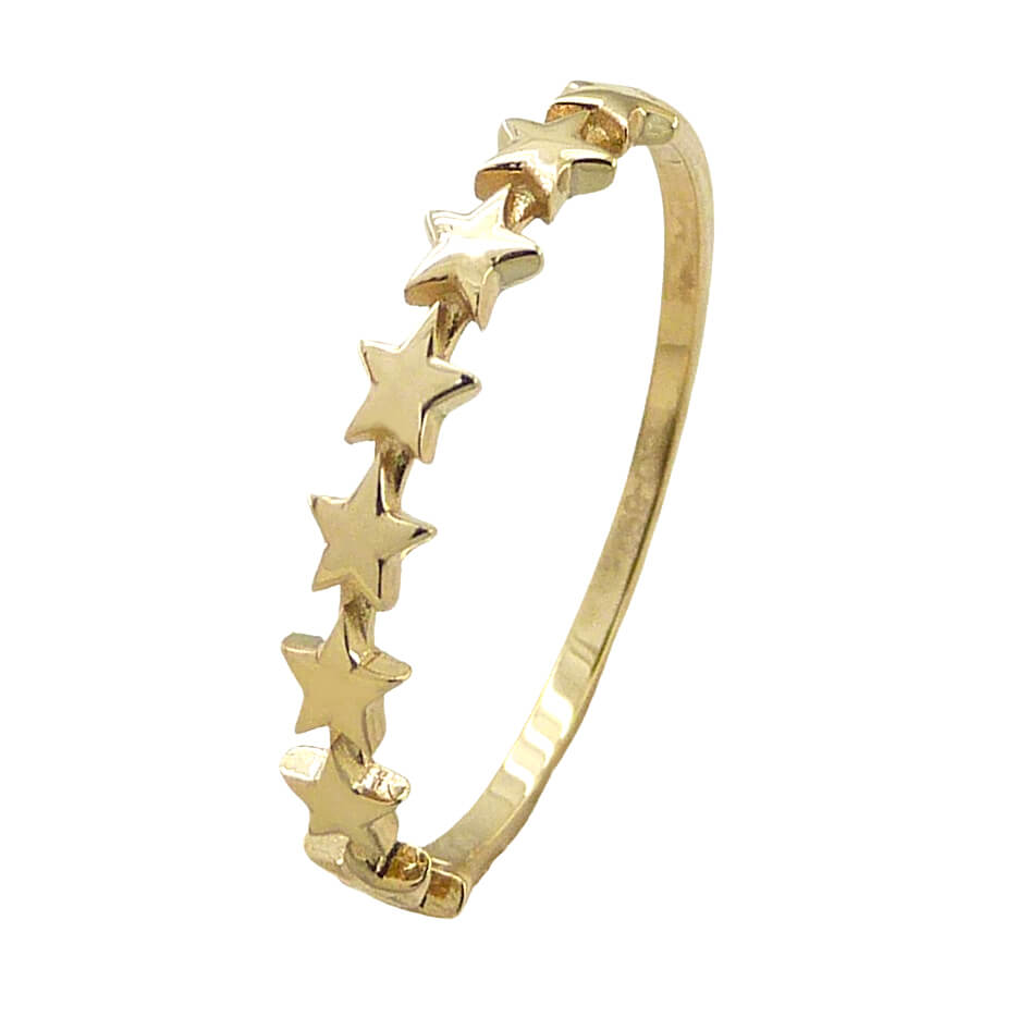 Anillo de estrellas brillo espejo oro 18k