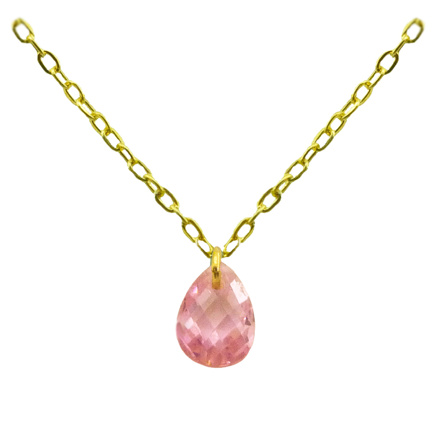 Gargantilla circonita color rosa gota oro 18k