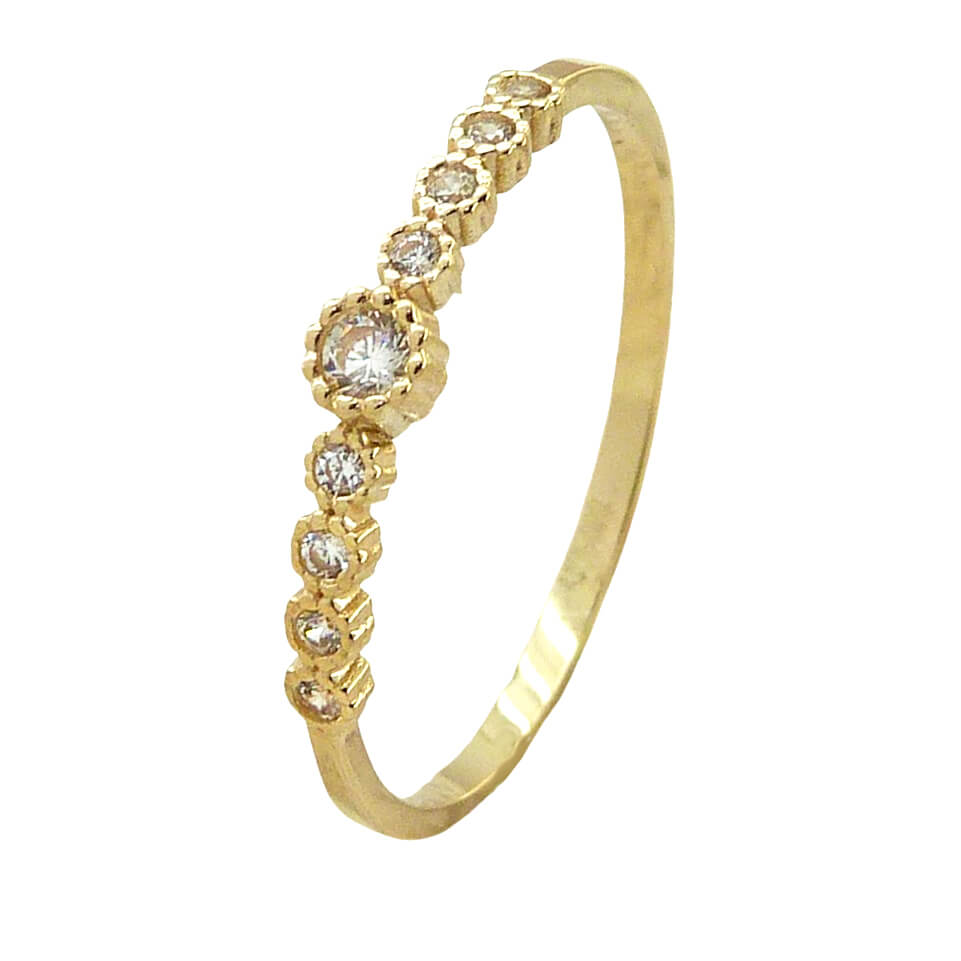 Anillo circonitas redondas oro 18k