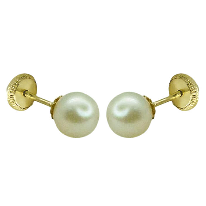 Pendientes con perla redonda medida 6/7mm.oro 18k