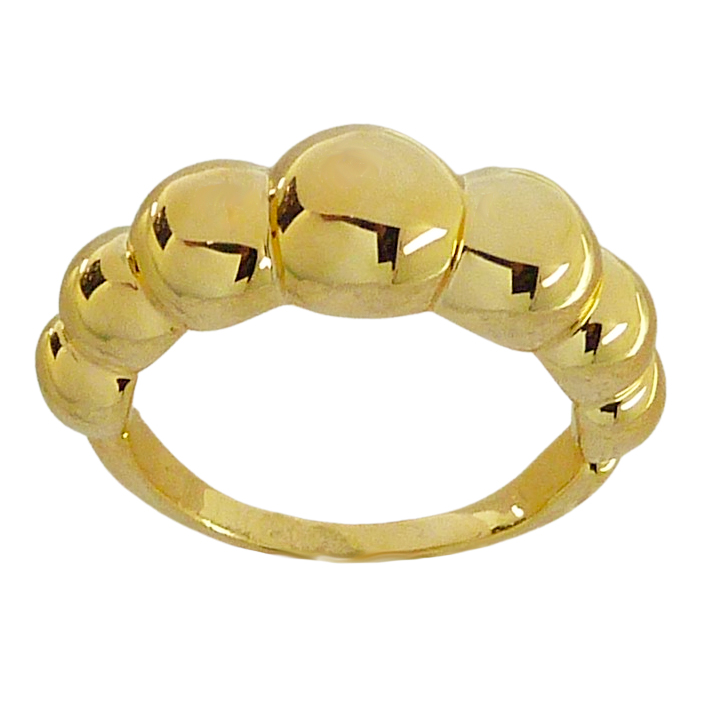Anillo brillo liso con 7 bolas oro 18k