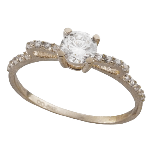 Anillo solitario con lazo y circonitas oro blanco 18k