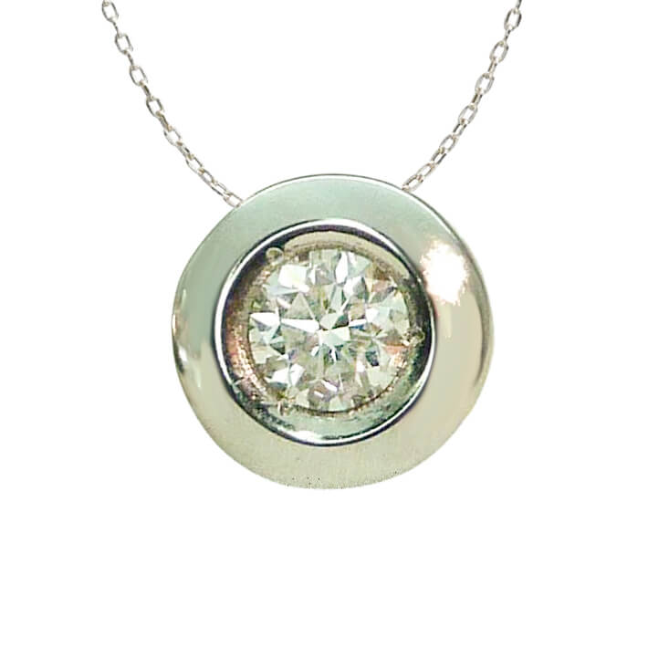 Gargantilla chatón de diamante oro blanco 18k