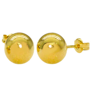 Pendientes bola lisa brillo medida de 10mm.oro 18k