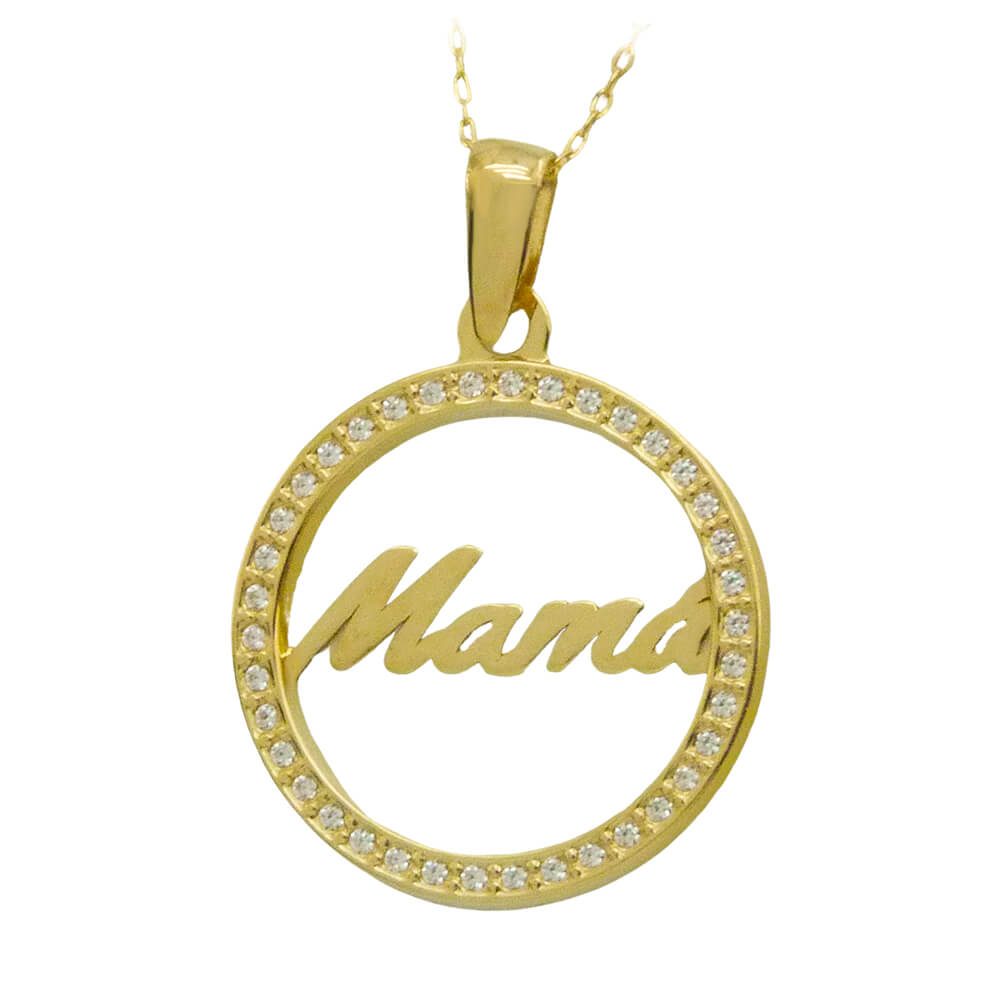 Gargantilla mamá brillo con circonitas oro 18k