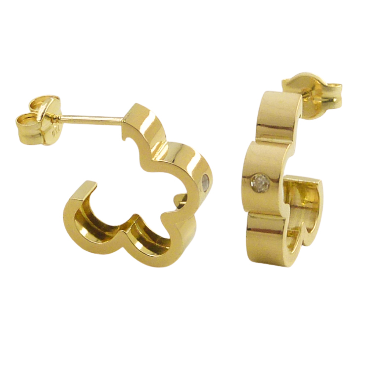 Pendientes medio aro margarita con circonita oro 18k