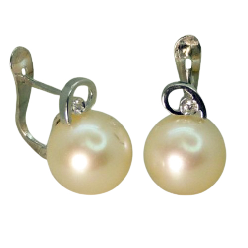 Pendientes diamante y perla oro blanco 18k