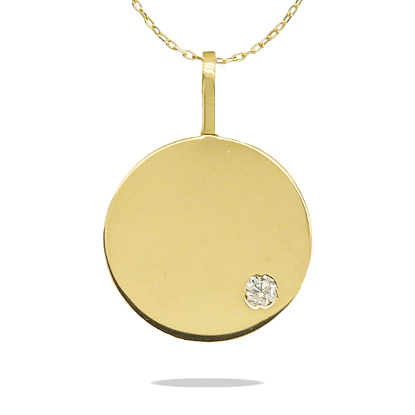 Gargantilla redonda lisa con circonita oro 18k