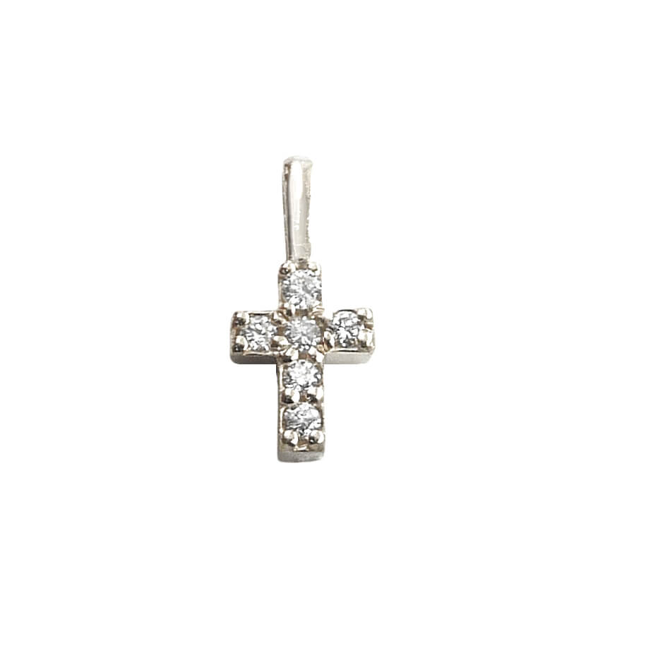 Colgante cruz diamantes oro blanco 18k