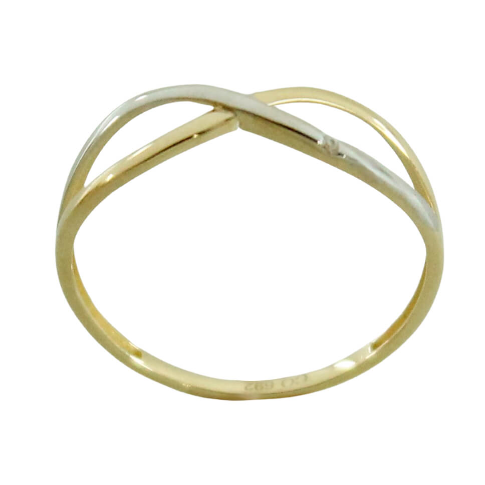 Sortija infinito bicolor con circonita oro 18k