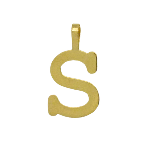Colgante letra S lisa brillo oro 18k