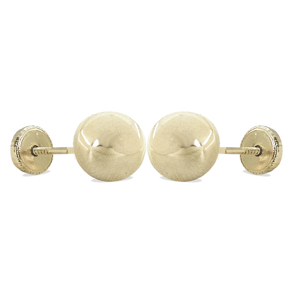 Pendientes bola lisa brillo 6mm. oro blanco 18k