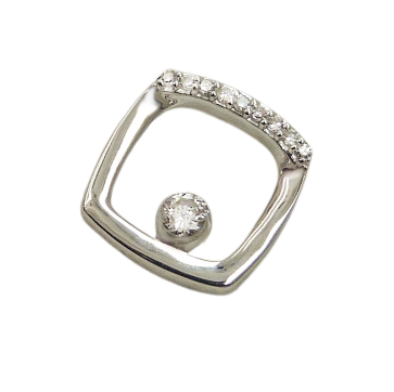 Colgante brillo liso diamantes oro blanco 18k