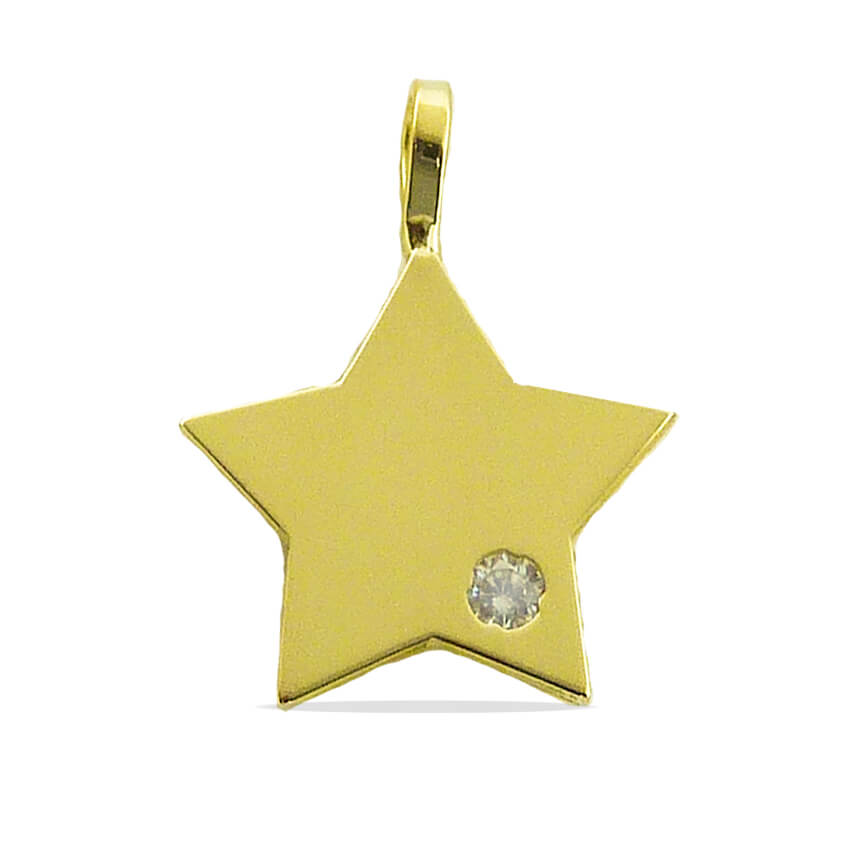 Colgante oro y circonia, estrella de 12mm.