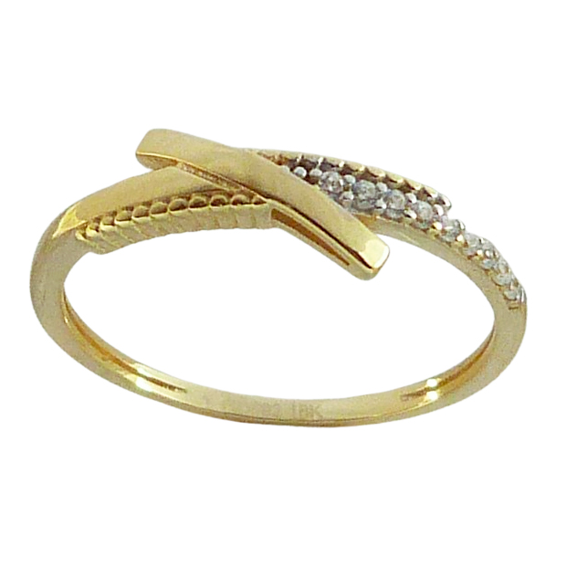 Anillo cruzado circonitas oro 18k