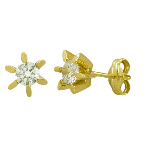 Pendientes circonita con 6 garras oro 18k