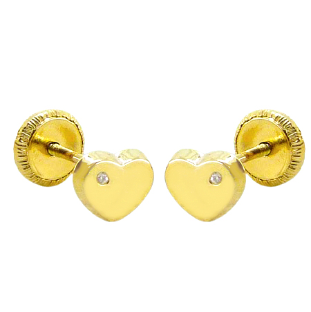 Pendientes circonitas forma de corazón 5mm. oro 18k