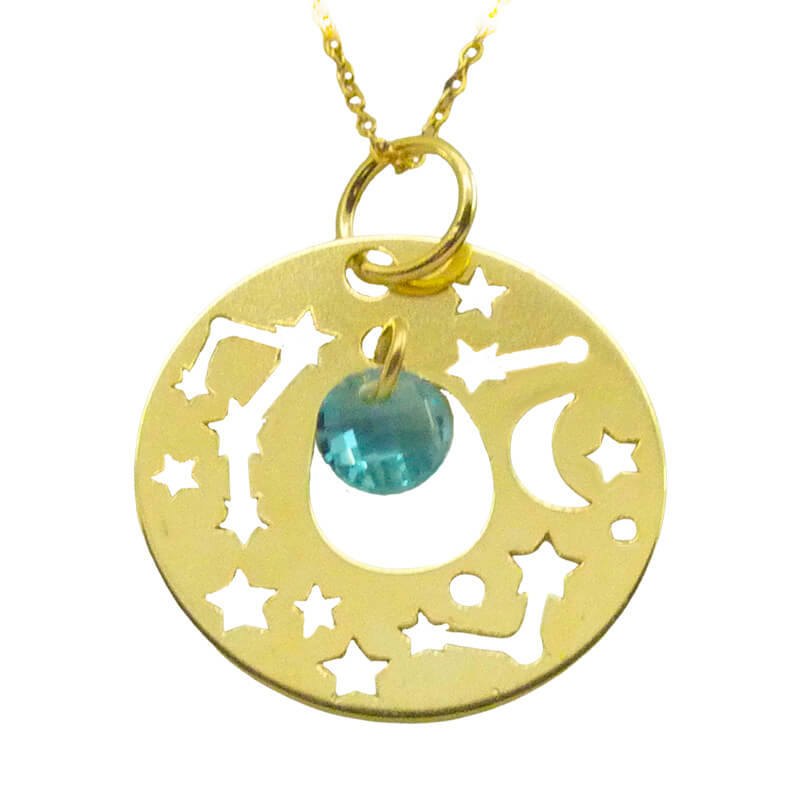 Gargantilla constelaciones con pierda color azul oro 18k
