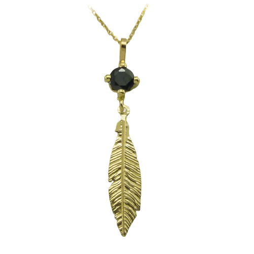 Gargantilla pluma con circonita negra oro de 18k