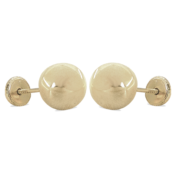 Pendientes bola lisa brillo espejo 7mm. oro blanco 18k