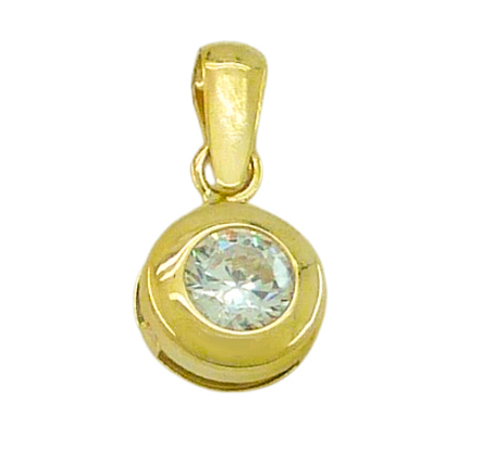 Colgante chatón con circonita en brillo oro 18k