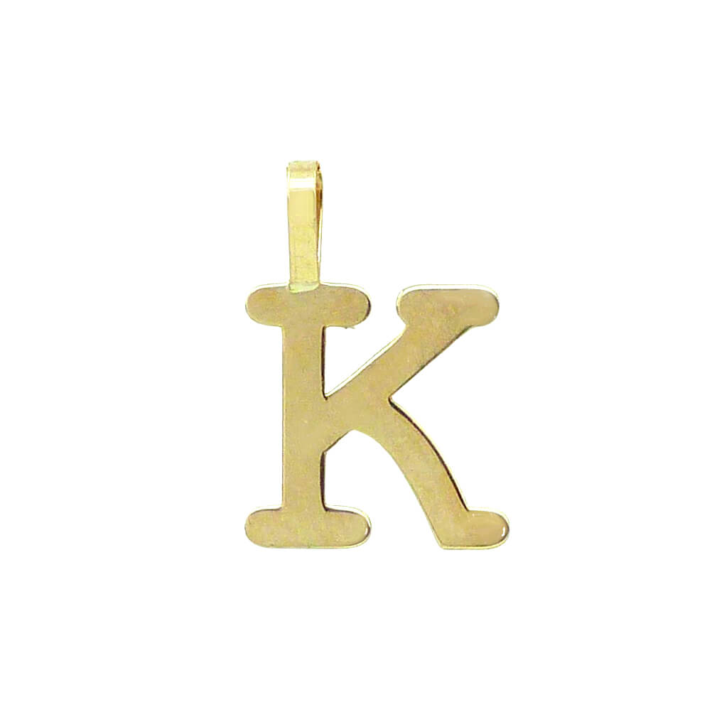 Colgante letra lisa K lisa brillo oro 18k